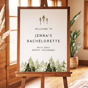 JENNA Pine Tree Mountain Woods Camp Bachelorette Poster