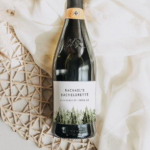 JENNA Rustic Pine Forest Bachelorette Shower Sparkling Wine Label