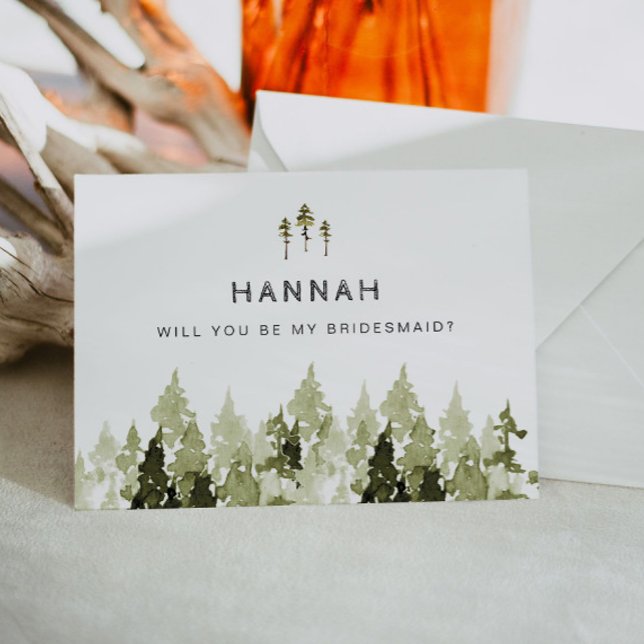 JENNA Rustic Pine Tree Bridesmaid Proposal Card (Creator Uploaded)