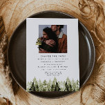 Jenna - Rustic Pine Tree Wedding Reschedule Invitation<br><div class="desc">This wedding reschedule announcement features rustic watercolor pine trees and a bohemian handwritten font. Edit all wording and fonts to match your event.</div>