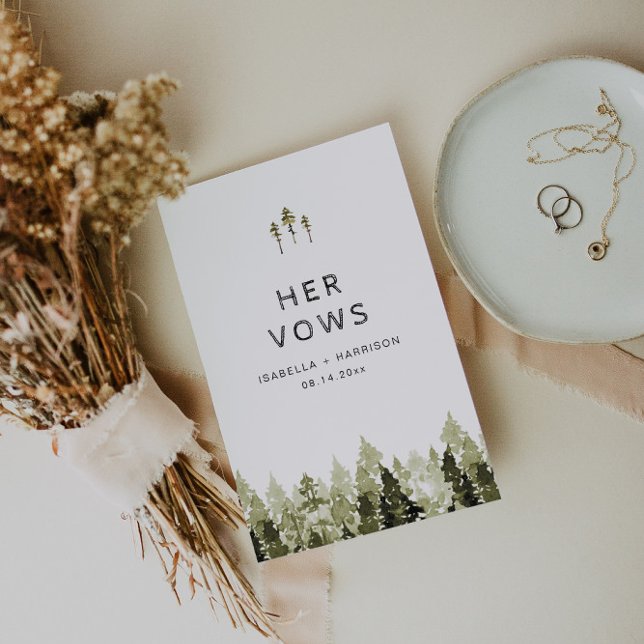 JENNA Rustic Pines Her Wedding Vow Book Card (Creator Uploaded)