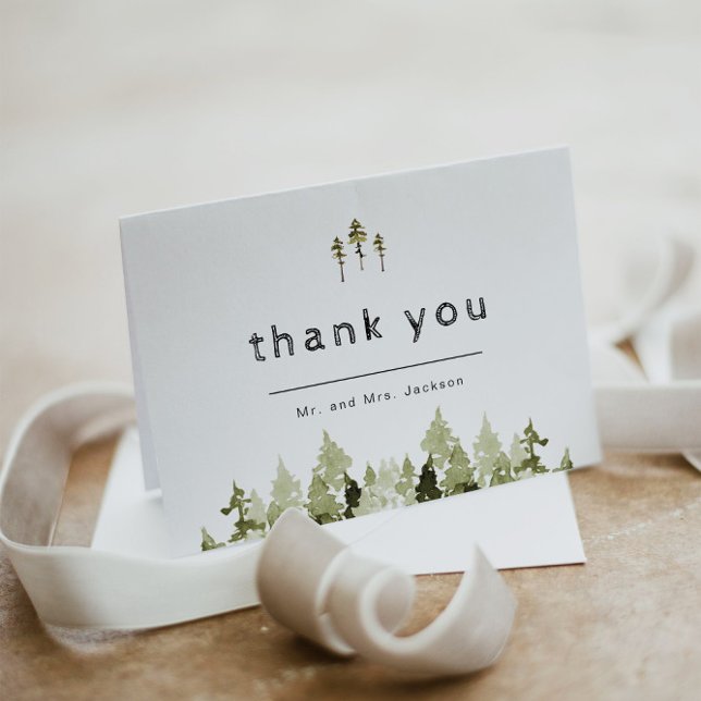 JENNA Rustic Watercolor Pine Thank You Card (Creator Uploaded)