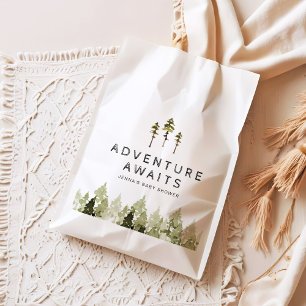 JENNA Rustic Watercolor Pine Tree Baby Shower Favour Bags