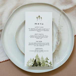 JENNA Rustic Watercolor Pine Tree Wedding Menu