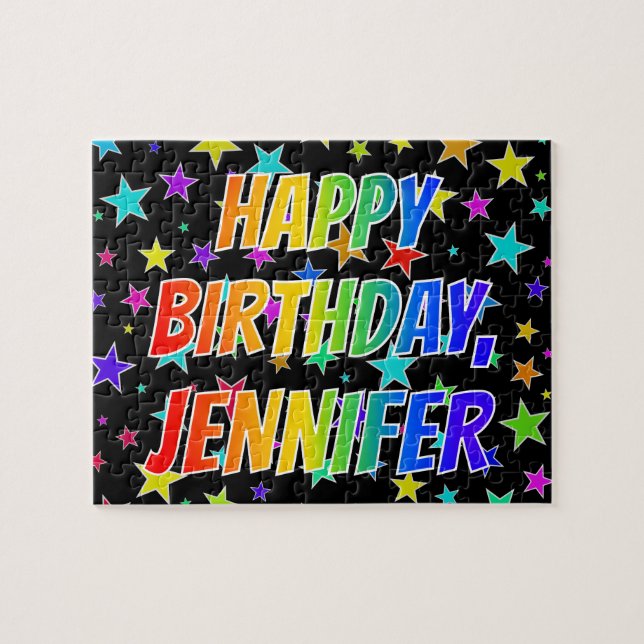 "JENNIFER" First Name, Fun "HAPPY BIRTHDAY" Jigsaw Puzzle (Horizontal)