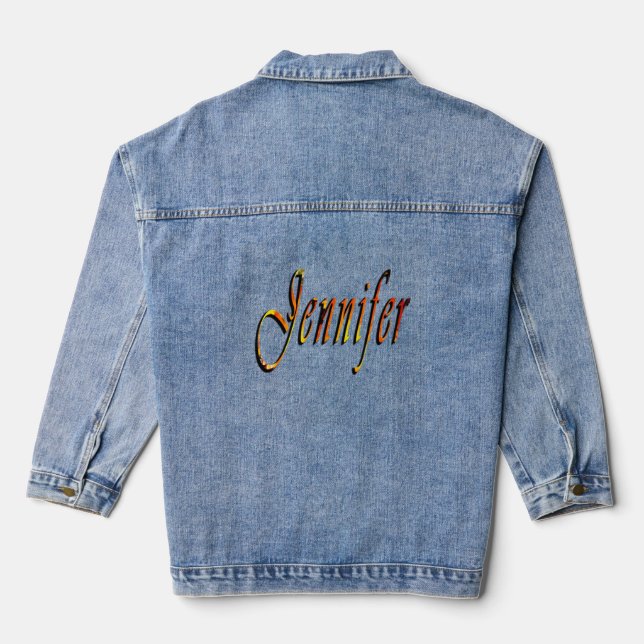 "Jennifer" Floral Jennifer Name Design, Denim Jacket (Back)