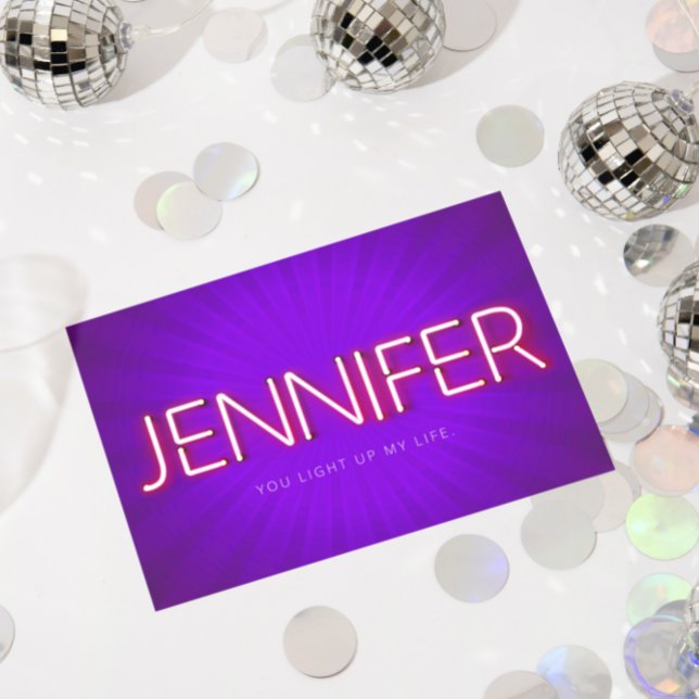 Jennifer name in glowing neon lights card (Creator Uploaded)