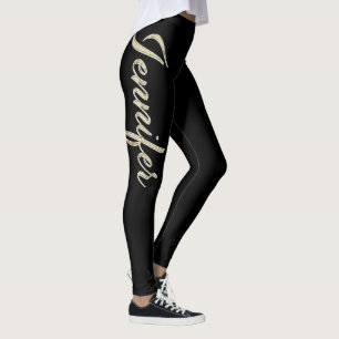 Jennifer white gold Handwriting trousers Leggings