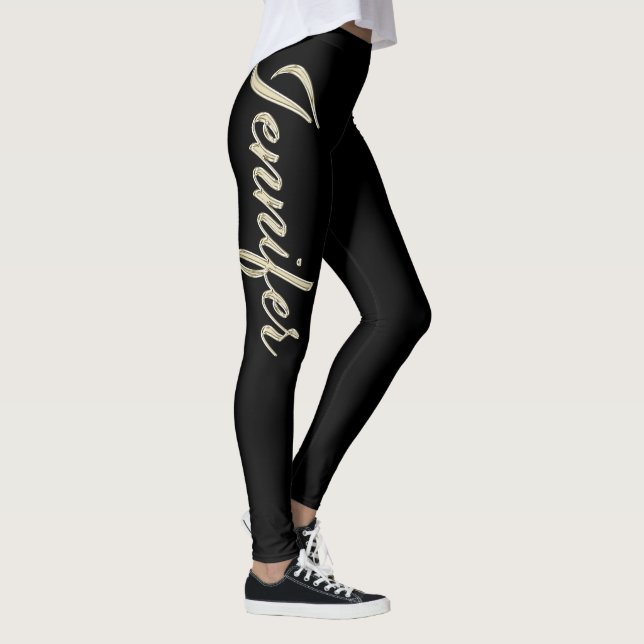 Jennifer white gold Handwriting trousers Leggings (Right)