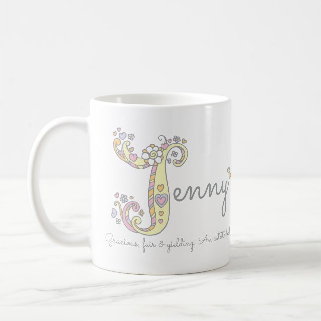 Jenny decorative J initial name meaning mug (Left)