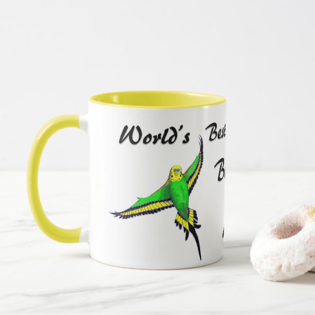 Jenny K Home | World's Best Budgie Mum Mug Cup (With Donut)