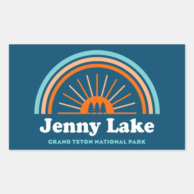 Jenny Lake Grand Teton National Park Rainbow Rectangular Sticker (Front)