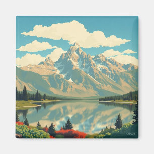 Jenny Lake Reflection Grand Teton Aesthetic Magnet