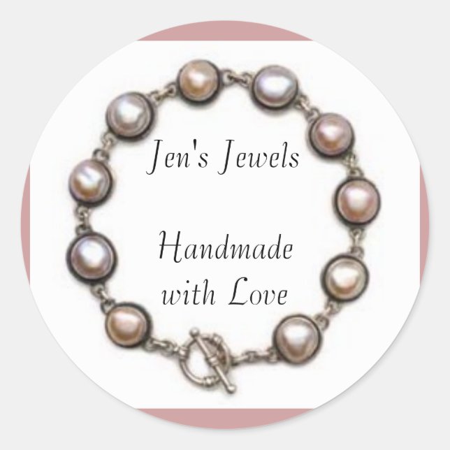 Jen's Jewels Handmade with Love Classic Round Sticker (Front)