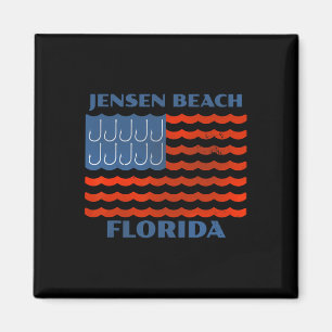 Jensen Beach Florida Vintage Fishing American Flag Magnet