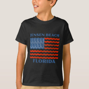 Jensen Beach Florida Vintage Fishing American Flag T-Shirt