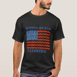 Jensen Beach Florida Vintage Fishing American Flag T-Shirt
