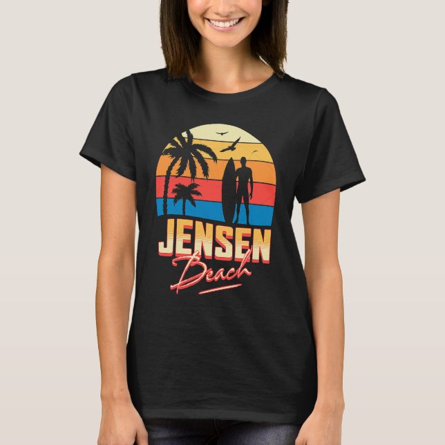 Jensen Florida Beach Surfing Surfer Ocean Summer T-Shirt (Front)