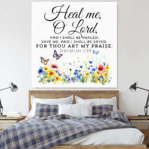 Jeremiah 17:14 Healing Bible Verse Wildflowers Canvas Print