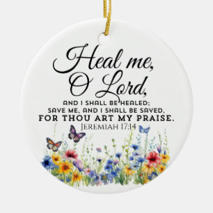 Jeremiah 17:14 Healing Bible Verse Wildflowers Ceramic Tree Decoration