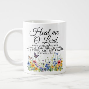 Jeremiah 17:14 Healing Bible Verse Wildflowers Large Coffee Mug