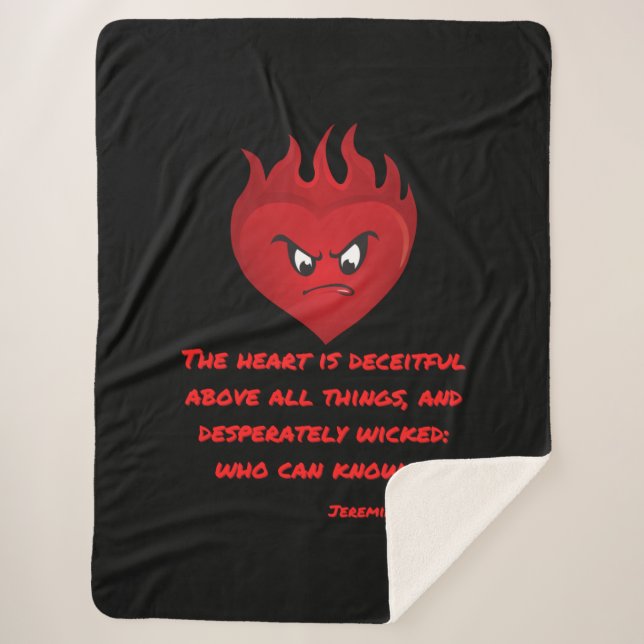 Jeremiah 17:9 KJV Bible Scripture Sherpa Blanket (Front)