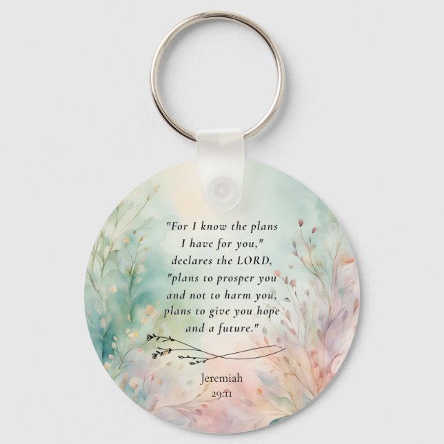 Jeremiah 29:11 Bible Verse Image Key Ring (Front)