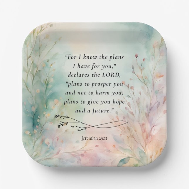 Jeremiah 29:11 Bible Verse Image Paper Plate (Front)