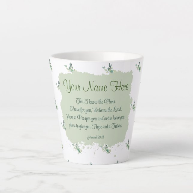 Jeremiah 29:11 Bible Verse Personalise Latte Mug (Front)