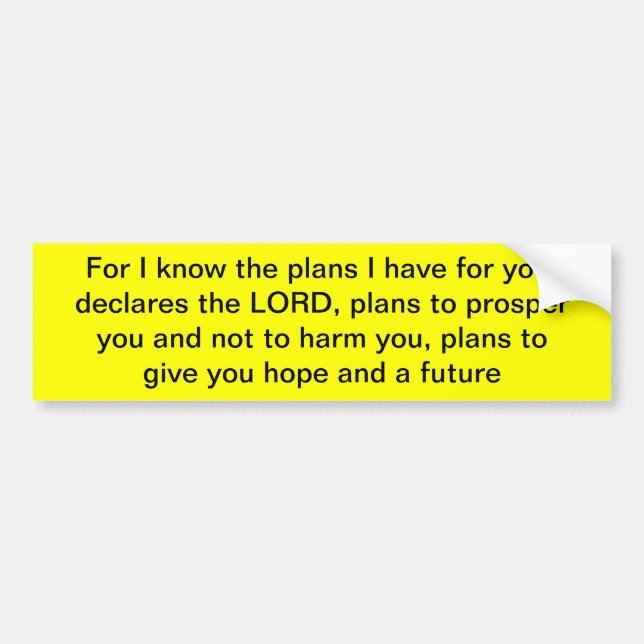 Jeremiah 29:11 Bumper Sticker (Front)