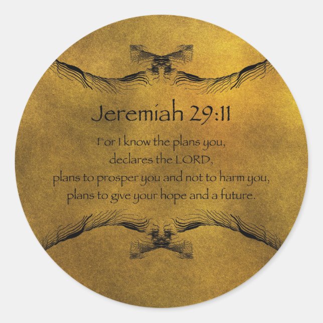 Jeremiah 29:11 classic round sticker (Front)