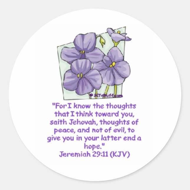 Jeremiah 29:11 classic round sticker (Front)
