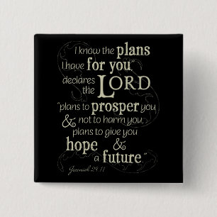 Jeremiah 29:11 Encouraging Bible Verse 15 Cm Square Badge