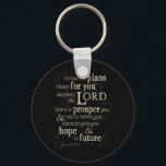 Jeremiah 29:11 Encouraging Bible Verse Key Ring<br><div class="desc">"I know the plans I have for you declares the Lord, plans to prosper you and not to harm you, plans to give you a hope and a future." This Bible verse from Jeremiah 29:11 is a favourite for many. Though Jeremiah's words from God are to the nation of Israel...</div>
