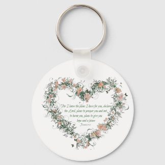 Jeremiah 29:11 Floral Heart Key Chain