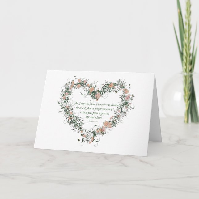 Jeremiah 29:11 Flower Heart Card (Front)