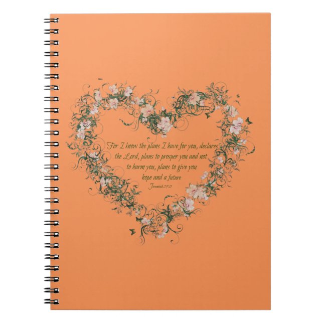 Jeremiah 29:11 Flower Heart Spiral Photo Notebook (Front)