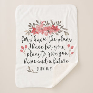 Jeremiah 29 11 - For I Know The Plans - Floral Sherpa Blanket