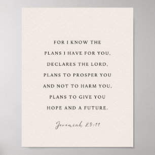 Jeremiah 29:11 For I know the plans Poster