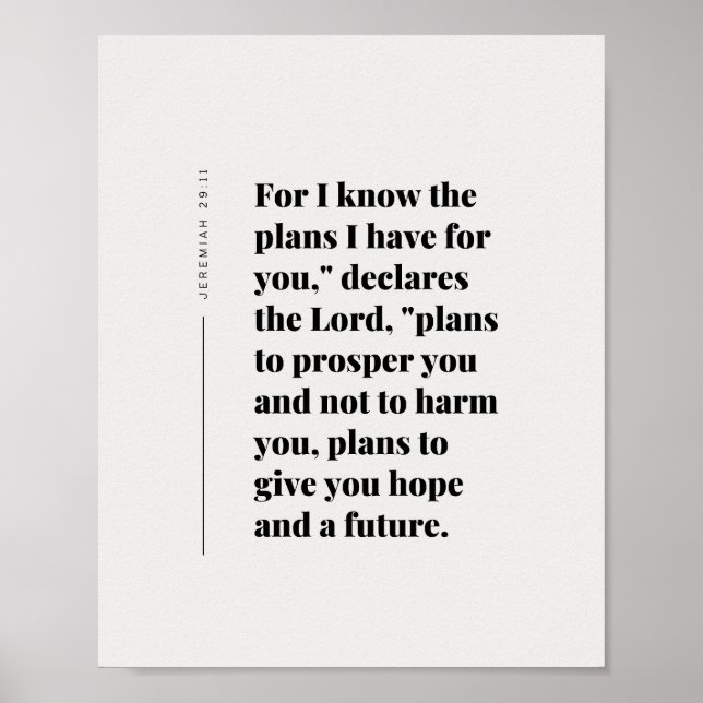 Jeremiah 29:11 For I know the plans Poster (Front)