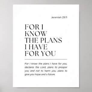 Jeremiah 29:11 For I know the plans Poster