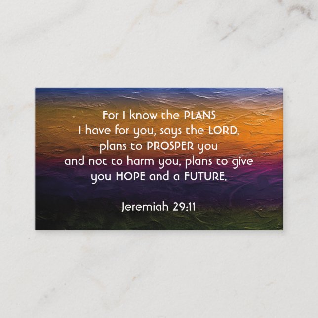 Jeremiah 29:11 | FOR I KNOW THE PLANS Scripture Business Card (Front)