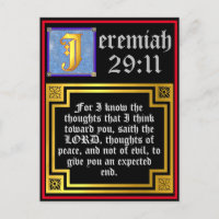 Jeremiah 29:11 Gold Illuminated Letter Bible Quote