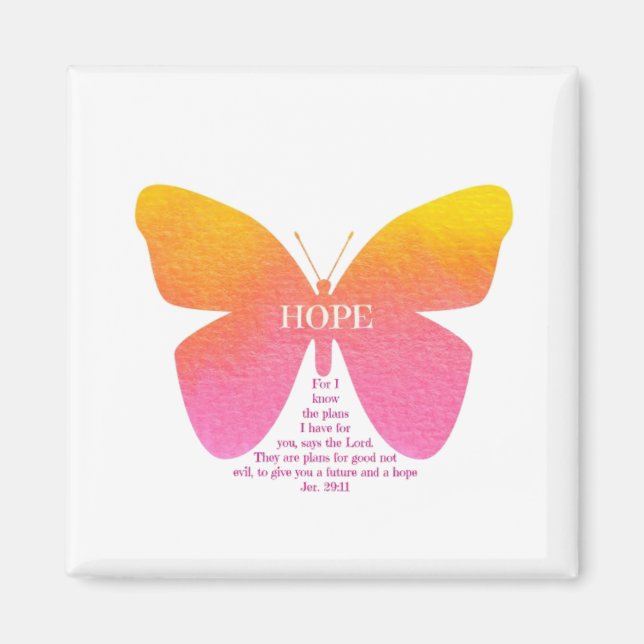 Jeremiah 29:11 Hope Butterfly Magnet (Front)