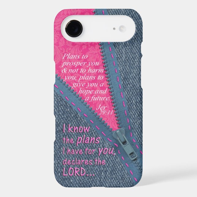 Jeremiah 29:11 I Know The Plans Denim Zipper Pull Case-Mate iPhone Case (Back)