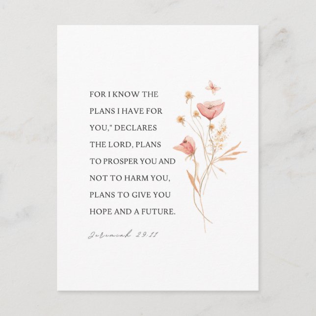 Jeremiah 29:11 I know the plans I have for you Postcard (Front)