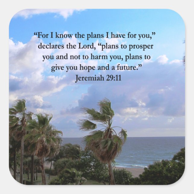 JEREMIAH 29:11 INSPIRATIONAL VERSE SQUARE STICKER (Front)