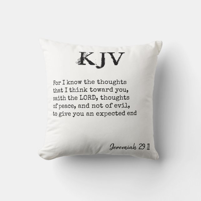 Jeremiah 29:11 KJV Bible Quote - Can Be Customised Cushion (Front)