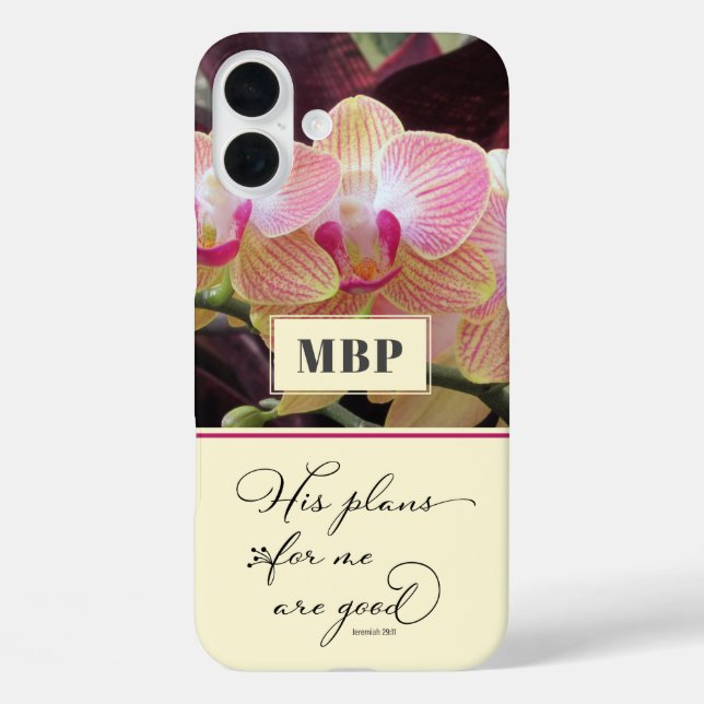 Jeremiah 29:11 Pink Cream Orchids Case-Mate iPhone Case (Back)