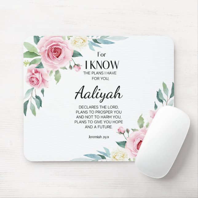 Jeremiah 29:11 Pink Rose Personalise Mouse Pad (With Mouse)